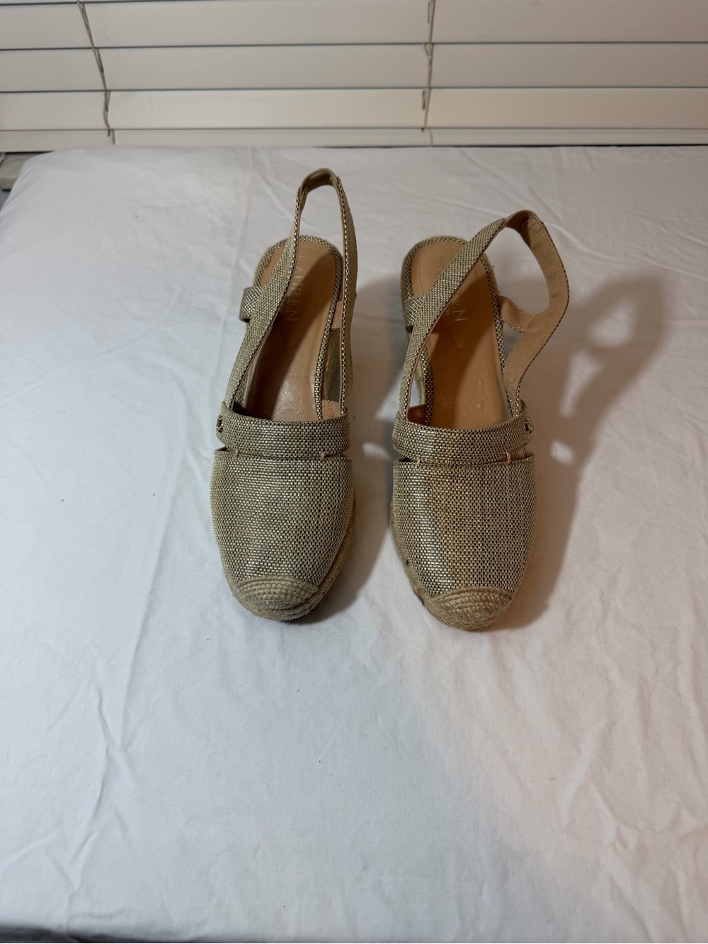 Ralph Lauren Beige Woven Slingback Espadrilles
